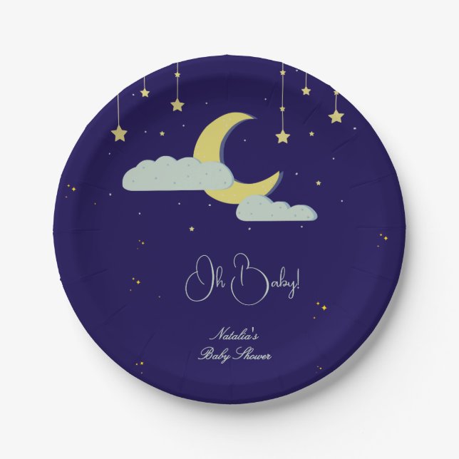 Prato De Papel Chá de fraldas de Lua Celestial com Desenho de Mão (Frente)