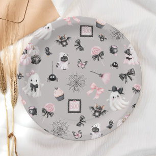 Prato De Papel Chá de fraldas de Menina de Boo Halloween