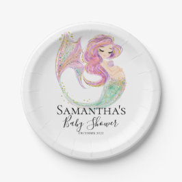Prato De Papel Chá de fraldas de Mermaid Party