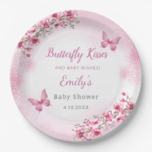 Chá de fraldas de moça de borboleta Floral rosa e 