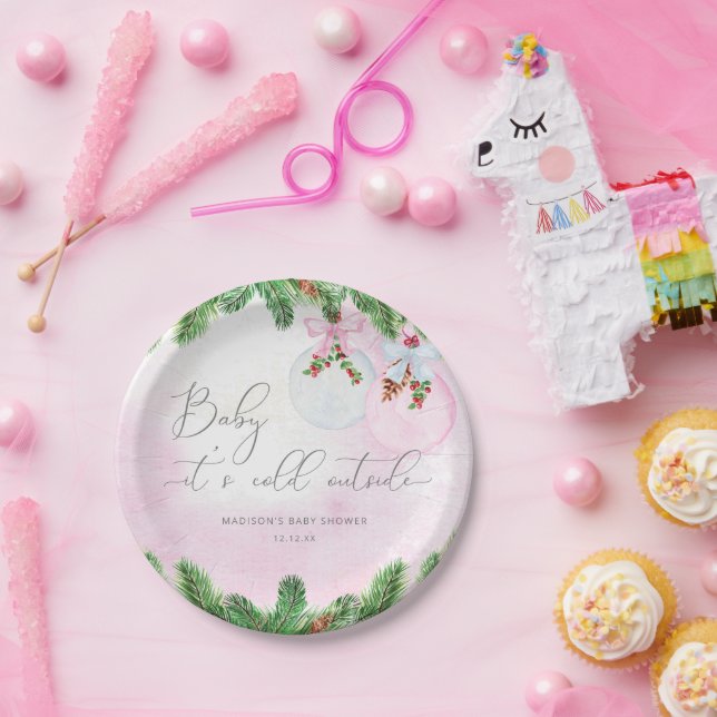 Prato De Papel Chá de fraldas de Natal Blush (Festa)