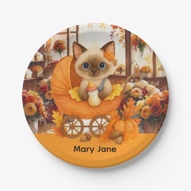 Prato De Papel Chá de fraldas de outono para gatinhos (Frente)