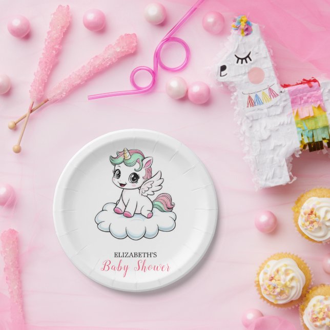 Prato De Papel Chá de fraldas de Pastel de Aquarela (Festa)