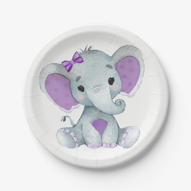 Prato De Papel Chá de fraldas de Placa de Elefante de Teto Roxo,  (Frente)