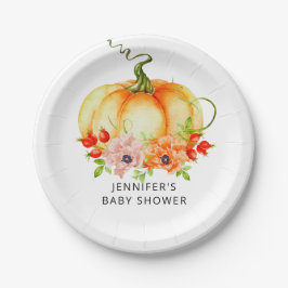 Prato De Papel Chá de fraldas de queda de abóbora de aquarela