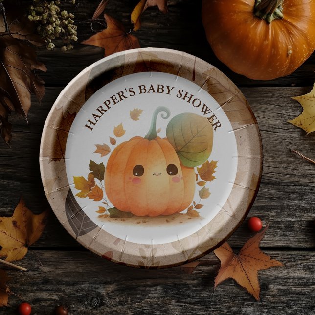 Prato De Papel Chá de fraldas de queda de abóbora doce (Get ready to "squash" the ordinary and embrace the extraordinary with our Fall Baby Shower theme! )