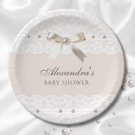 Prato De Papel Chá de fraldas de rendas cor-de-rosa com Arco satí