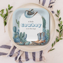Chá de fraldas de Rodeo do Pequeno Cowboy Azul Oci