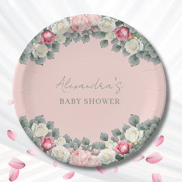 Prato De Papel Chá de fraldas de Rosas de Jardim de Vintagem Rosa