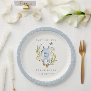 Prato De Papel Chá de fraldas de roupa de folhagem azul-escura