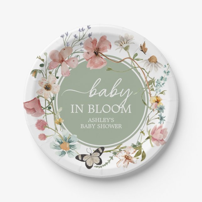 Prato De Papel Chá de fraldas de Sage Green Baby Bloom (Frente)