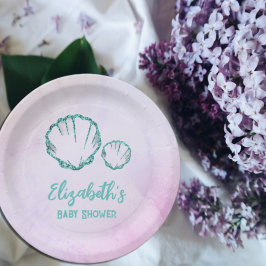 Prato De Papel Chá de fraldas de Seashell