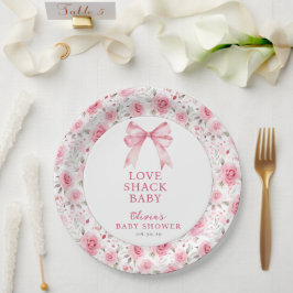 Prato De Papel Chá de fraldas de Shack de Amor Rosa-Coqueteira do