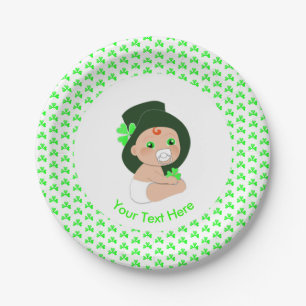 Prato De Papel Chá de fraldas de Shamrock para o Irish Baby Lepr