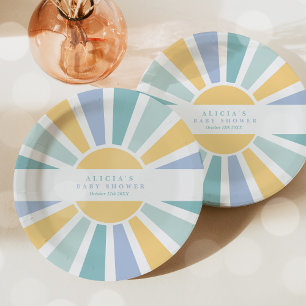 Prato De Papel Chá de fraldas De Sol Vem Os Raios Amarelos Do Fil