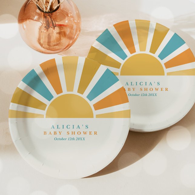 Prato De Papel Chá de fraldas De Sol Vem Os Raios Amarelos Do Fil (Criador carregado)