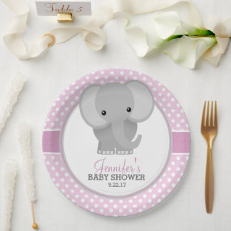Prato De Papel Chá de fraldas de Tema de Elefante para Menina Ros