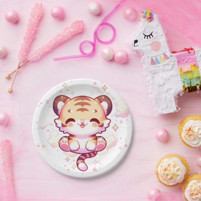 Prato De Papel Chá de fraldas de Tigre Encantado (Festa)