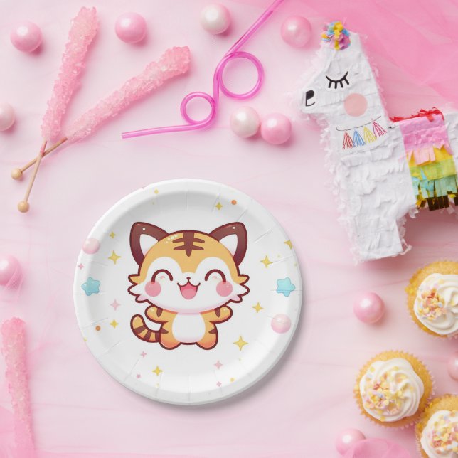 Prato De Papel Chá de fraldas de Tigre Magical (Festa)