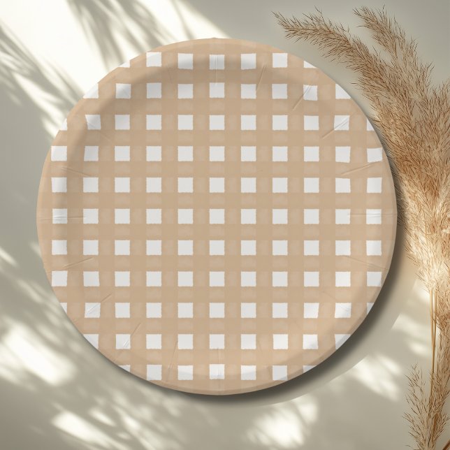 Prato De Papel Chá de fraldas de Woodland Gingham Neutral (Criador carregado)