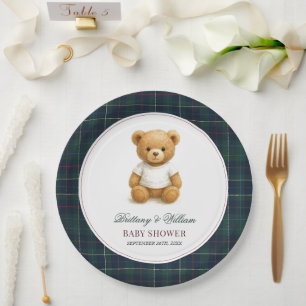 Prato De Papel Chá de fraldas de Xadrez do Urso de Pré-Disquete C