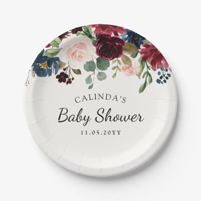 Prato De Papel Chá de fraldas do buquê | de Borgonha (Frente)