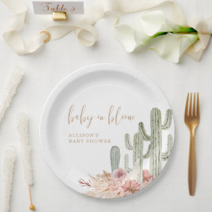 Prato De Papel Chá de fraldas do deserto de Watercolor boho cactu