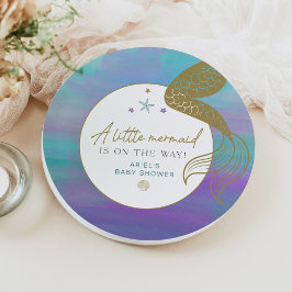 Prato De Papel CHÁ DE FRALDAS do Mar Dourado Roxo do Sereado