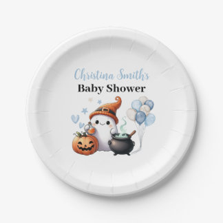 Prato De Papel Chá de fraldas do Menino Boo Halloween