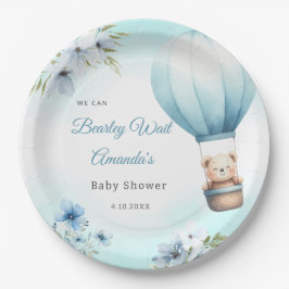 Prato De Papel Chá de fraldas do Urso Azul Floral Boho Teddy