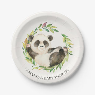 Prato De Papel Chá de fraldas doce do urso de panda 7" placa