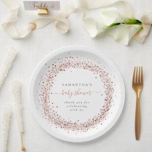 Prato De Papel Chá de fraldas Dourado de Obrigados de nome de qua