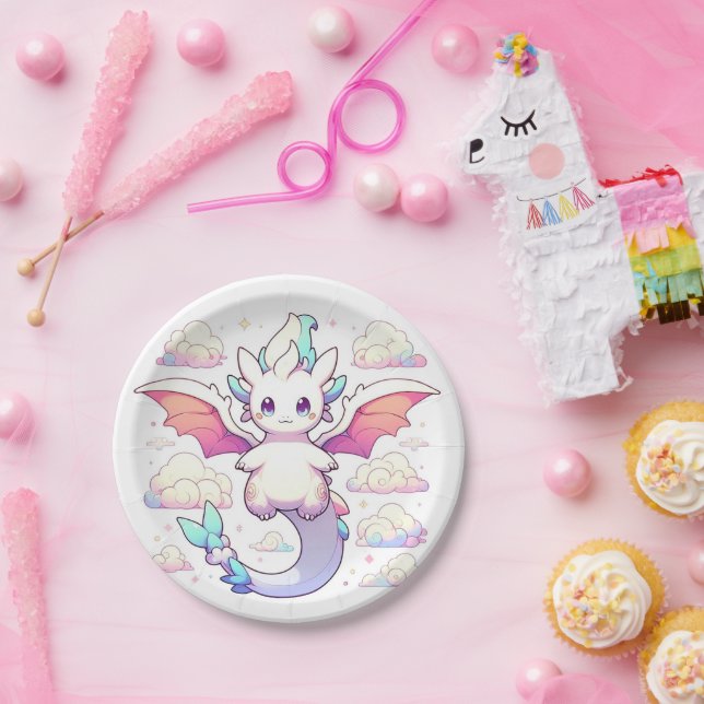 Prato De Papel Chá de fraldas Dragão Encantado (Festa)