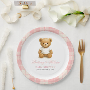Prato De Papel Chá de fraldas Elegante de Urso de Disquete Rosa