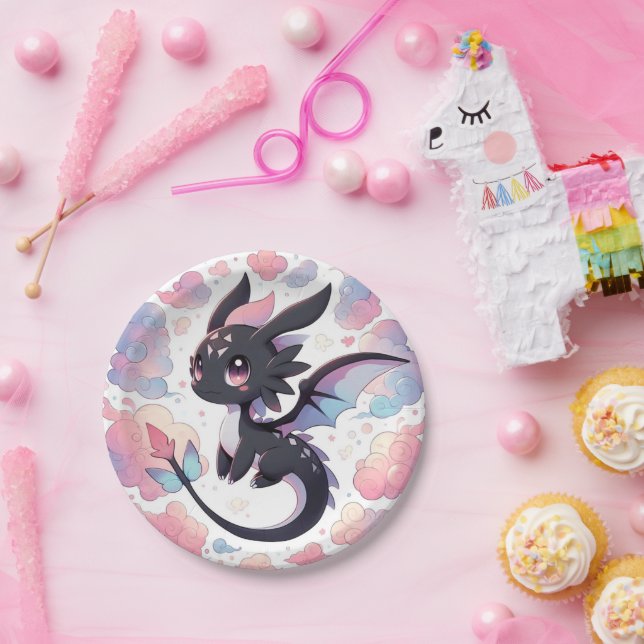 Prato De Papel Chá de fraldas Fantasy Dragon Adorável (Festa)