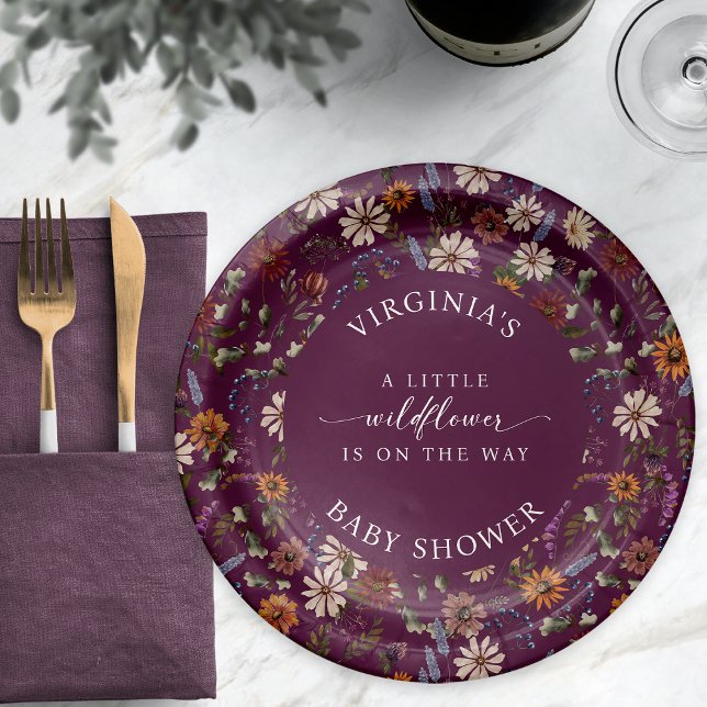 Prato De Papel Chá de fraldas Floral (Fall Floral Baby Shower Paper Plates
)