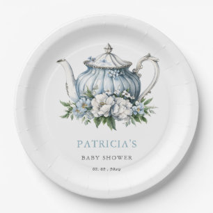 Prato De Papel Chá de fraldas Floral Blue Tea Party Boy