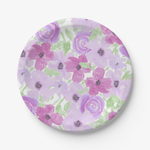 Prato De Papel Chá de fraldas Floral bonito de Aquarela Puro