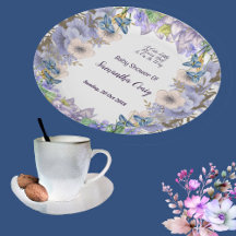 Chá de fraldas Floral de Flor Azul Pastel Pequeno