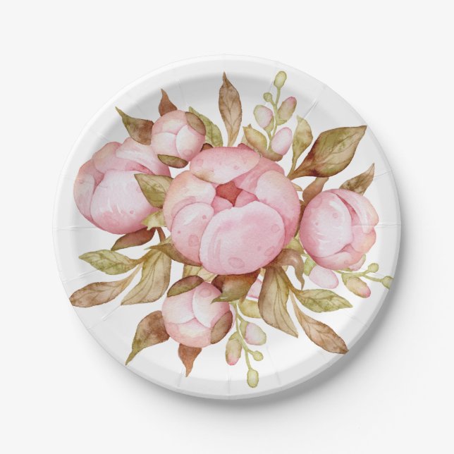 Prato De Papel Chá de fraldas Floral do Urso Bebê (Frente)