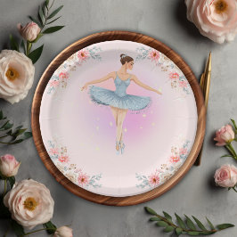 Prato De Papel Chá de fraldas Floral Twirling Ballerina Watercolo