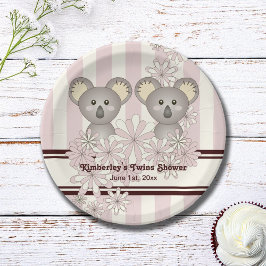 Prato De Papel Chá de fraldas Gêmeo Rosa Koala / Crianças Anivers