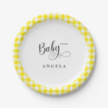 Chá de fraldas Gingham Amarelo doce