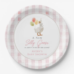 Prato De Papel Chá de fraldas Gingham Rosa bobo
