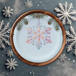 Prato De Papel Chá de fraldas giro moderno de inverno Flocos de n