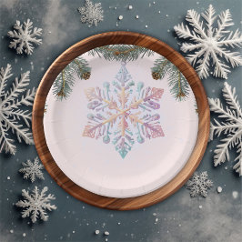 Prato De Papel Chá de fraldas giro moderno de inverno Flocos de n