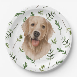 Prato De Papel Chá de fraldas Labrador Retriever Greenery Boho