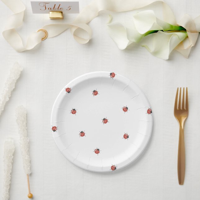 Prato De Papel Chá de fraldas Ladybug (Casamento)