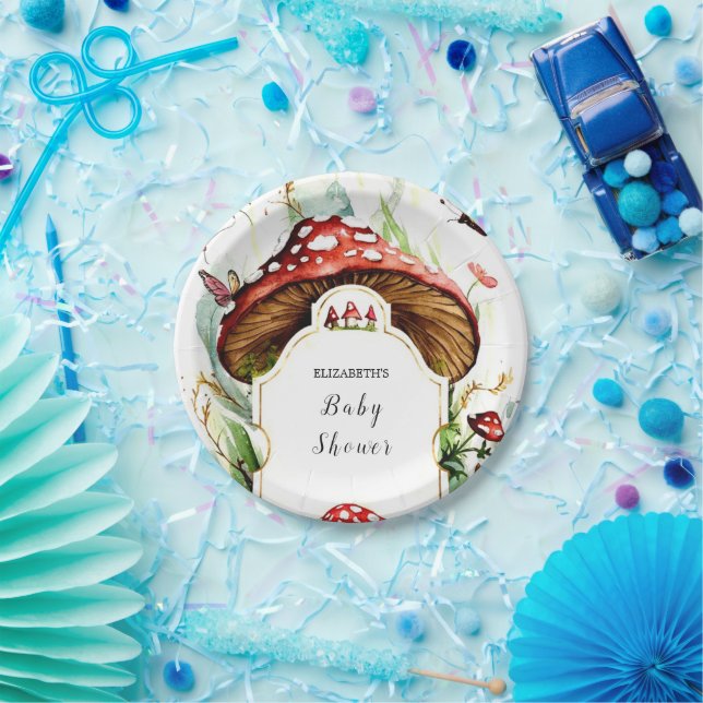 Prato De Papel Chá de fraldas Mágico Simples de Cogumelo (Festa)
