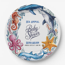 Prato De Papel Chá de fraldas marinho moderno elegante e de cor a